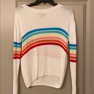 Dressed In Lala White Rainbow striped sweater, M